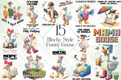 Blocky-Style Funny Goose PNG Bundle Product Image 1