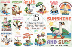Blocky-Style Funny Summer Goose PNG Bundle Product Image 1