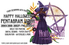 Purple Halloween Pentagram Mix Hair Dark Witch PNG Graphic Product Image 1