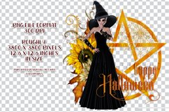 Happy Halloween Pentagram Mix Hair Light Witch PNG Graphic Product Image 2
