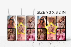 Blonde Girl Princess Pink Tumbler Wrap Sublimation PNG
