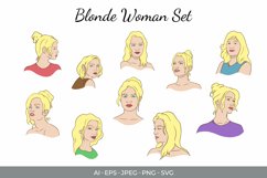 Blonde Woman Illustrations Set Product Image 1