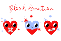 Cute Blood Donation Heart Clipart Set 3 Kawaii Medical Product Image 1