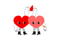 Hand-Drawn Blood Donation Clipart: 24 Cute Heart Characters Product Image 7