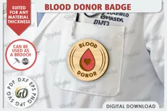 Blood Donor Badge Laser Cut. Blood Donation Badge SVG Product Image 1
