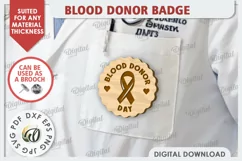 Blood Donor Badge Laser Cut. Blood Donation Badge SVG Product Image 1