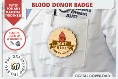 Blood Donor Badge Laser Cut. Blood Donation Badge SVG Product Image 1