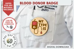 Blood Donor Badge Laser Cut. Blood Donation Badge SVG Product Image 1