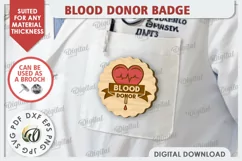 Blood Donor Badge Laser Cut. Blood Donation Badge SVG Product Image 1