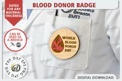 Blood Donor Badge Laser Cut. Blood Donation Badge SVG Product Image 1