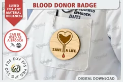 Blood Donor Badge Laser Cut. Blood Donation Badge SVG Product Image 1