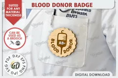 Blood Donor Badge Laser Cut. Blood Donation Badge SVG Product Image 1