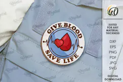 Blood Donor Badge Laser Cut. Blood Donation Badge SVG Product Image 1