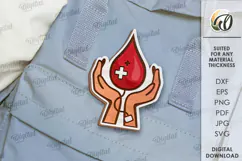Blood Donor Badge Laser Cut. Blood Donation Badge SVG Product Image 1