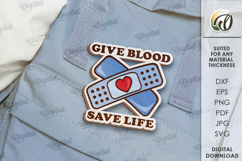 Blood Donor Badge Laser Cut. Blood Donation Badge SVG Product Image 1