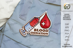 Blood Donor Badge Laser Cut. Blood Donation Badge SVG Product Image 1