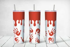 Blood handprint tumbler wrap sublimation