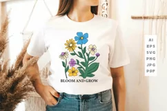 Bloom and Grow Spring Flowers SVG T shirt Design