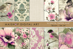 Vintage Botanical and Romantic Florals in Lavender and Teal Product Image 1