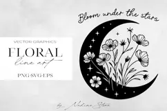 Floral Line Art Clipart | Wildflower SVG, PNG, EPS. Product Image 1
