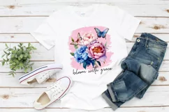 Bloom with Grace Sublimation | Peony Flowers Shirt Print Product Image 4