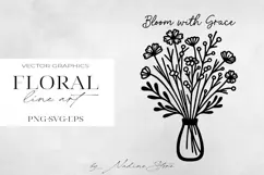 Floral Line Art Clipart | Wildflower SVG, PNG, EPS. Product Image 1