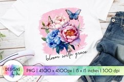 Bloom with Grace Sublimation | Peony Flowers Shirt Print Product Image 1