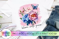 Bloom with Grace Sublimation | Peony Flowers Shirt Print Product Image 1