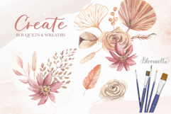 Boho Watercolour Clipart Elements Bohemian Flowers Florals Product Image 2