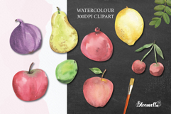 Fruit Watercolour Clipart Elements Exotic Banana Kiwi Pears Product Image 2