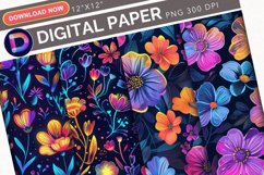 Blooming Flowers Pattern Digital Paper Product Image 1