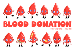 Blood Drop Characters Clipart - Medical &amp; Donor Product Image 1