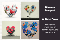 Blossom Bouquet Digital Paper, 40 PNG &amp; JPEG Product Image 1