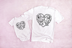 Blossom Heart Flower Graphic Outline Floral Wreath Clipart Product Image 2