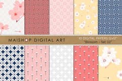 Minimalist Asian Sakura &amp; Geometric Papers Product Image 1
