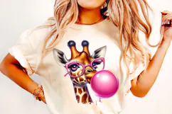 Blowing Bubble Giraffe Png, Cute Giraffe Png, Kids Png Product Image 2