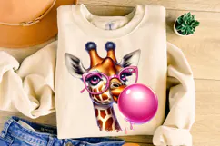 Blowing Bubble Giraffe Png, Cute Giraffe Png, Kids Png Product Image 1