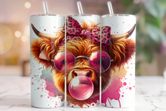 Blowing Bubble Highland Cow Tumbler Wrap, Cute Highland Cow Product Image 1
