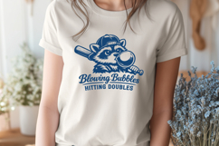 Blowing Bubbles Hitting Doubles SVG - Funny Baseball Raccoon Product Image 3