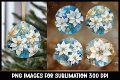 Ponsettia Christmas Round Ornament Sublimation Product Image 1