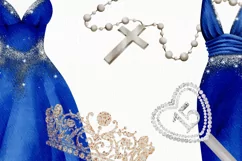 Blue Quinceanera Watercolor Clipart Png Product Image 2