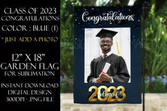 Class of 2023 Blue Graduation Garden Flag PNG Sublimation Product Image 1
