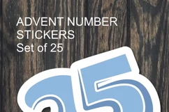Blue Advent Calendar Sticker Numbers 1 to 25 PNG files