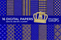 Blue and Gold Digital Papers