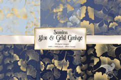 Blue and Gold Ginkgo Digital Paper Product Image 1