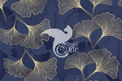 Blue and Gold Ginkgo Digital Paper Product Image 2