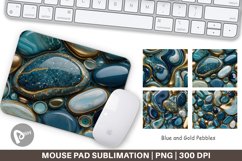 Mouse Pad Blue and Gold Pebbles Product Image 1