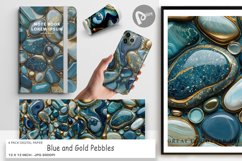 Digital Paper Blue and Gold Pebbles Product Image 1