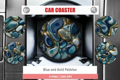 Car Coaster Blue and Gold Pebbles Product Image 1
