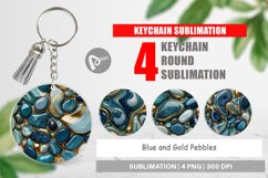 Keychain Blue and Gold Pebbles Product Image 1